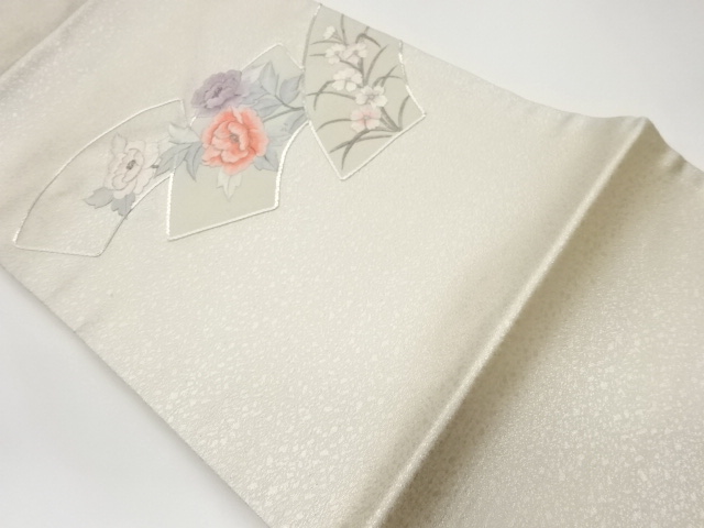 JAPANESE KIMONO / VINTAGE NAGOYA OBI / EMBROIDERY / FLOWERS